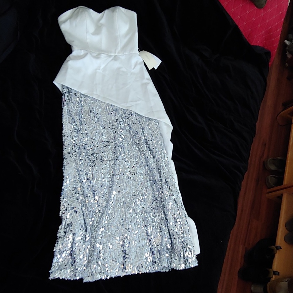 TS Couture Sequined Satin Formal Dress